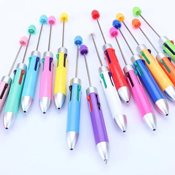 20pcs Mixed Color Creative Business Four Colors Refill Beaded Pen Beadabl Ballpoint Pens Stationery School Office Accessories 250624