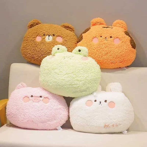 35cm Kawaii Animal Teddy Bear Rabbit Frog Tiger Pig Plush Toys Cartoon Pillow Back Sofa Cushion for Girls Kids Y250627