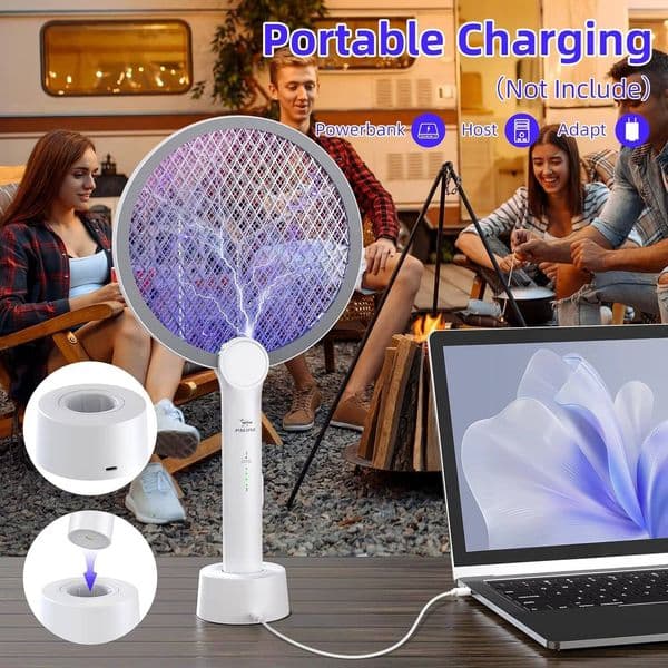 2-in-1 swatter, USB charging killer, efficient electric mosquito swatter for gardens and courtyards