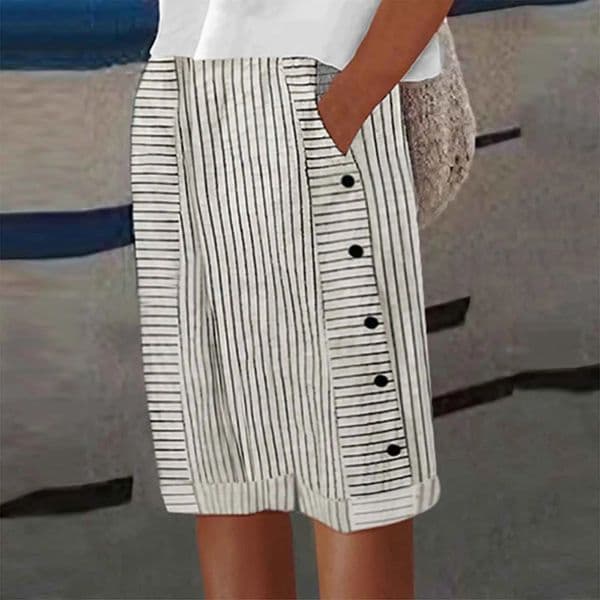 Striped Printed Versatile Shorts Button Thin Streetwear Summer Casual Trousers For Fine Woman Beach Comfy Ropa Para Mujer 250625