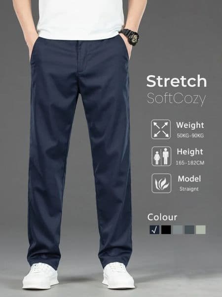 Summer Thin Stretch Casual Pants for Men Solid Color Korean Style Loose Straight Comfortable Business Casual Long Trousers Male250624BJ