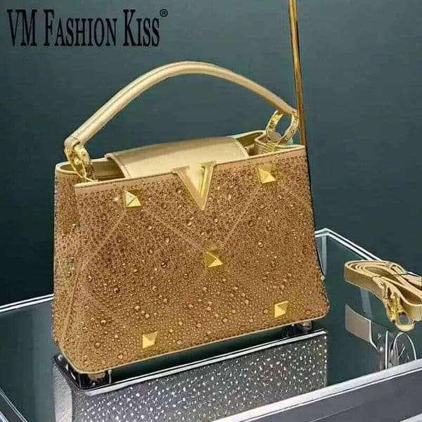 Rhinestone Handbags Women Rivet Crossbody 2025 Hasp Shoulder Top-handle Bags Designer New In Handbag Bolsa Feminina