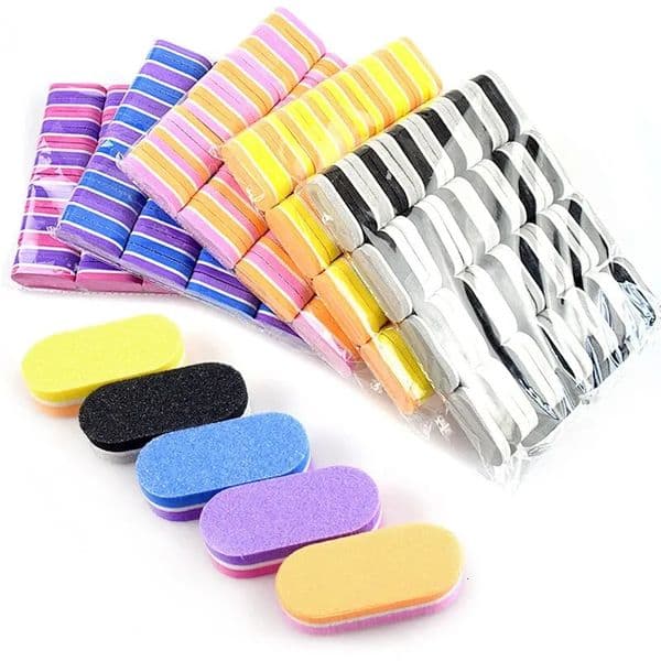 50 Pcs Mini Nail Files Block 100/180 Grit Sponge Buffers for Acrylic Nails Buffing Block Double Sided DIY Salon Manicure Tools 250704