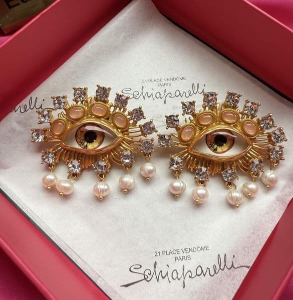 New Designed women Devil's EYES RHINESTONE EARRINGS Classic Silver Ear studs Designer Jewelry Schiaparelli-R10078