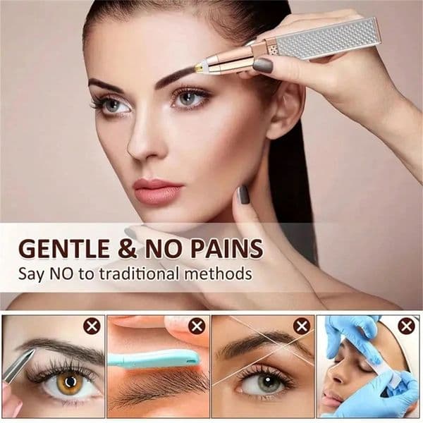 1pc Rechargeable 2-In-1 Eyebrow Razor And Hair Shaver With LED Light - Painlessly Remove Peach Fuzz Facial Hair Eyebrows Lips 250627