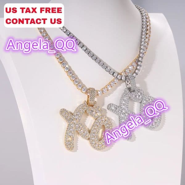 Hip Hop Style Rapper Jewelry Bing Bling XO Pendant Necklace Moissanite vvs1 with Princess Cut Diamond Claw Setting for Women Girls