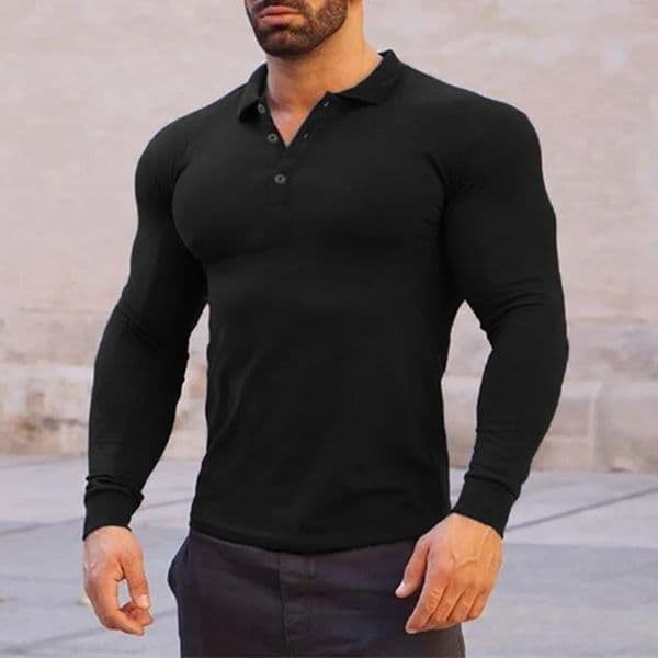 Autumn Men Polo Shirt Fashion Clothing Stretch Cotton Men Business Polo Shirt Male Long Sleeve Breathable Polo Shirt 250628