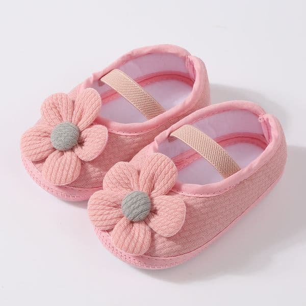 Adorable Baby Girl Shoes - Fabric Flower Detail, Comfortable for Little Feet