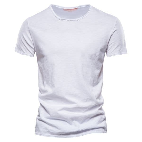 Men's T Shirts Short Men's New Solid Color Bamboo Cotton Short Sleeve T-Shirt 100% Cotton