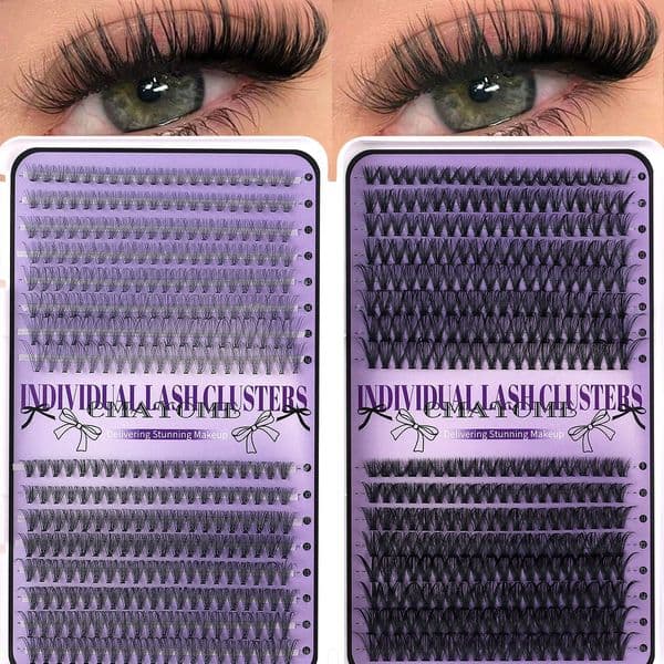 DIY Cluster Lashes Kit 640Pcs Individual Eyelashes Thick Fluffy DIY Eyelashes Handmade Reusable Cluster Segmented Eyelash Extensions for Women Grafted Lashes