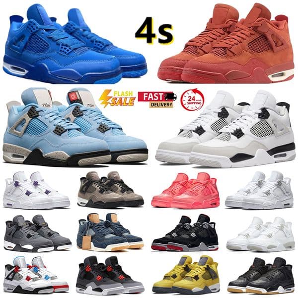 Designer Shoes 4 BasketBall Shoes 4s Mens Women Sneaker Military Black Cat Thunder White Oreo UNC Blue Sail Metallic Bred Grey Infrared Trainers Sports Sneakers