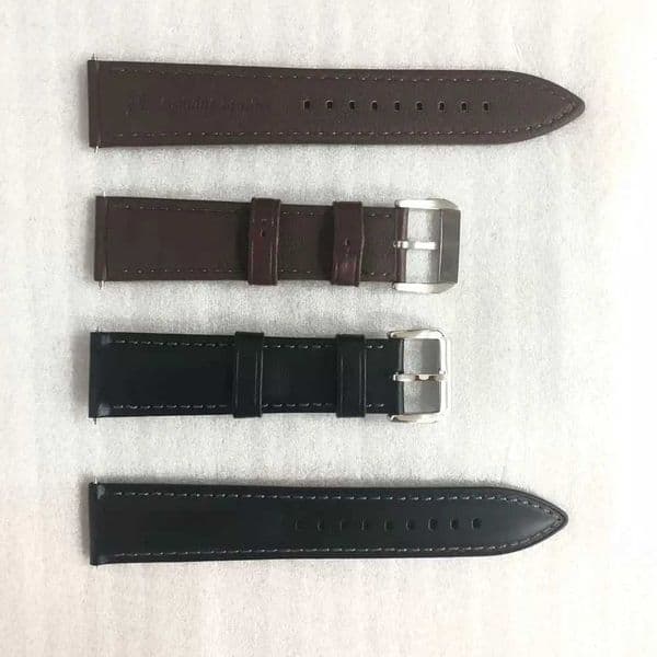 Fashionable Bright Black Leather Strap 22*18mm Stainless Steel Buckle New Arrival Watch Band Accessory W250630
