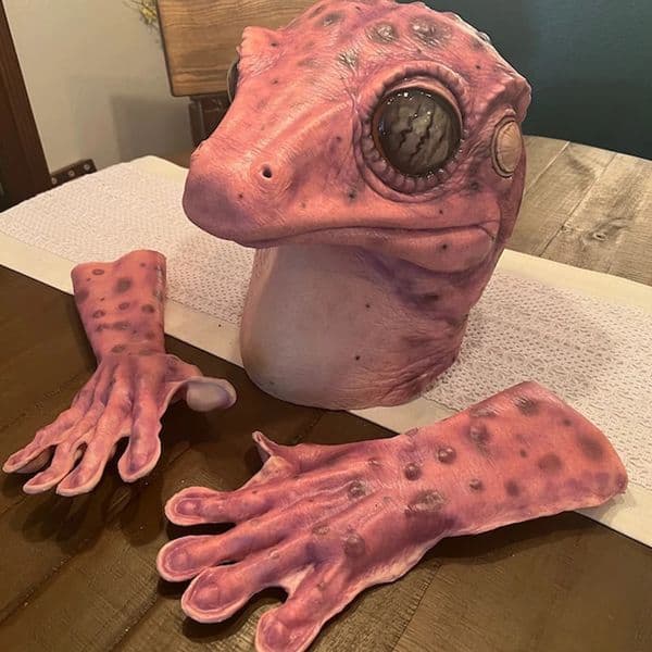 Animal Frog lizard Latex Mask Gloves Cosplay Funny Reptile Alien Latex Helmet Halloween Carnival Party Costume Props Gifts 250624