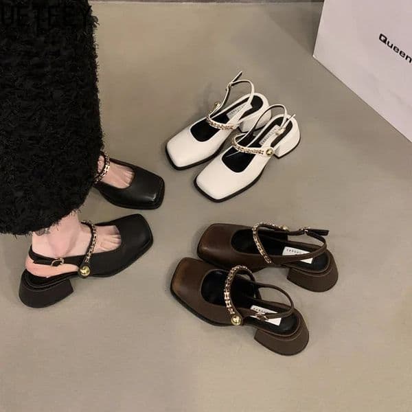 Square Toe Women Mary Jane Shoes Fashion Shallow Shoes Spring Ladies Elegant Party Dress Pumps 250626