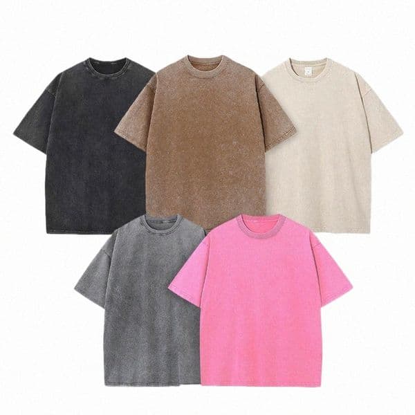 oversized Tshirts for Men Gym Vintage Heavyweight T Shirts Cotton Workout Acid Wash Baggy Tees Solid Street Fashion Tops Unisex B5rq#