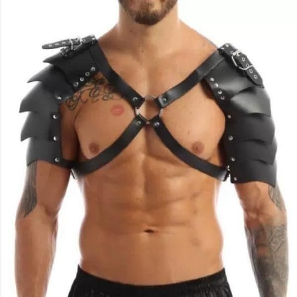 Punk men's leash bondage strap, personality bondage, leather chest strap, alternative wear men's belt shoulder straps sexy