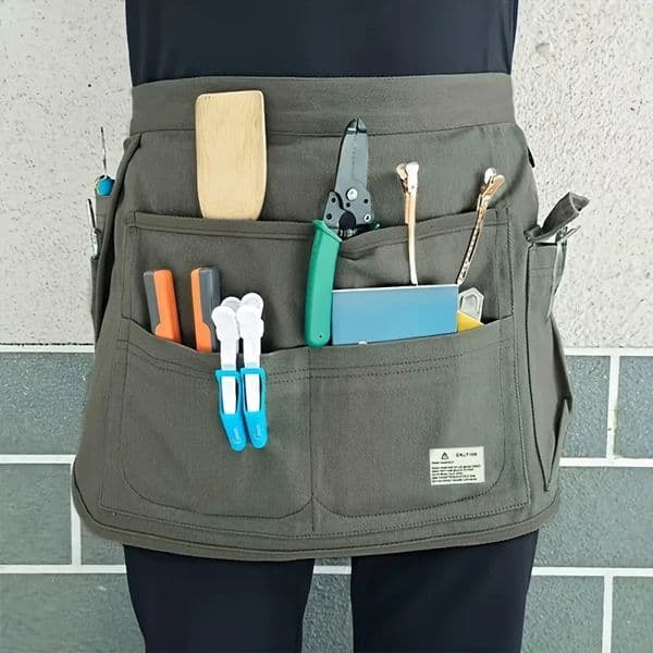1pc Multi-Pocket Canvas Tool Apron for Gardening Industrial Work and Hairdressing 250627BJ
