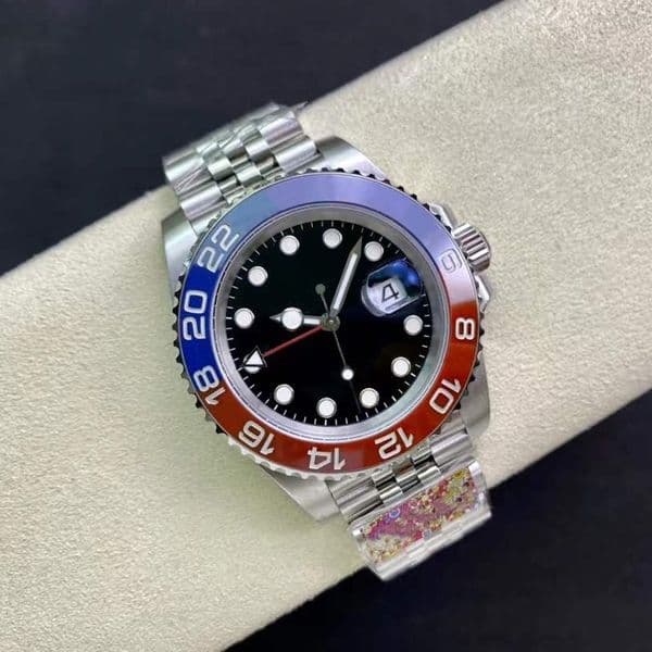 Luxury Men's Automatic Mechanical Watch Black, Green, Red, Blue Circles Classic 40MM Full Stainless Steel Folding Buckle and Leather High end Design Swimming