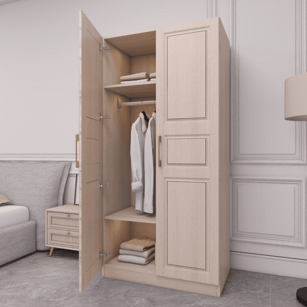72" Tall Metal Wardrobe - Wood Grain Finish Storage Cabinet With Adjustable Shelves & Hanging Rod - Bedroom Clothes Organizer
