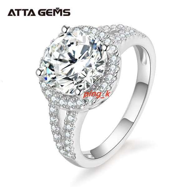 Fine Jewelry 3CT 9.0mm D Color VVS Moissanite Diamond Classic Design 925 Sterling Silver High Quality Engagement Wedding Rings