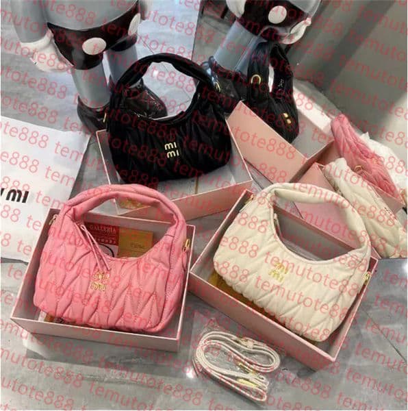 Women's pink Designer Cleo bag satchel tote Wander Matelasse underarm hobo Genuine Leather with shoulder strap clutch purses Crossbod