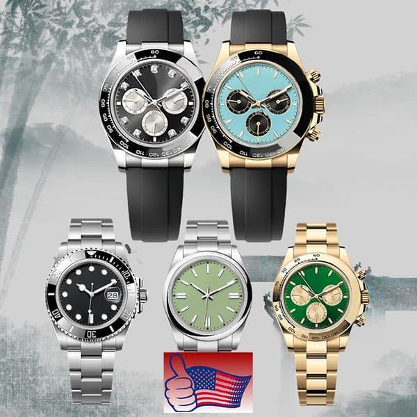 Mens watch automatic mechanical design 41mm watch fashion 904L all stainless steel strap classic swimming night light blue treasure watches