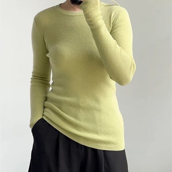 Birdtree 100%Pure Wool Elegant Thin Sweater Women O Neck Long Sleeve Basics Bottom Knit Tops Summer Autumn T46839QM 241224