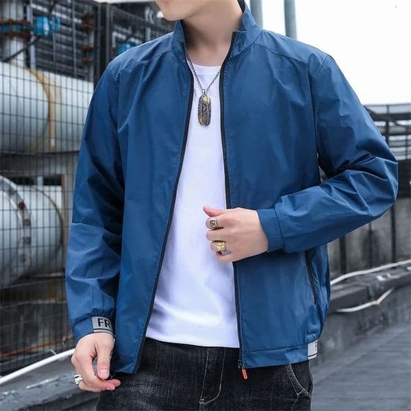 Lightweight Jacket Men Fashion Clothing Thin Slim Casual Streetwear Korean Coat Stand Collar Bomber 250609