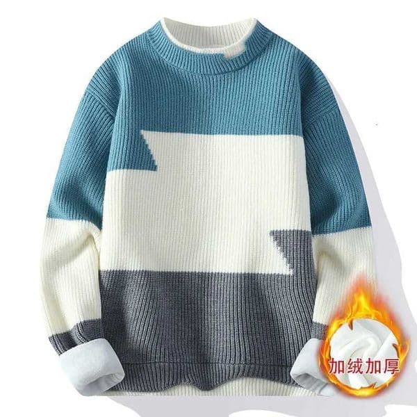 New Winter Men Fleece Oneck Knitted Pullovers Man Fashion Streetwear Casual Loose Sweaters Male Pullovers Winter Clothing 4XLXJ250929