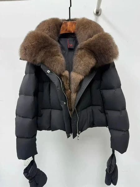 Goose Down Jacket Women Casual y Huge Natural Fox Fur Collar Warm Puffer Coat Parka Outwear 250924