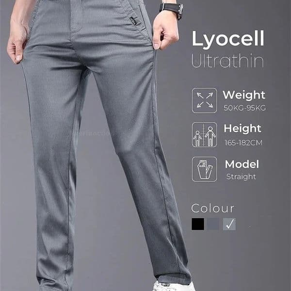 Mens pants soft and elastic Lyocell fabric summer clothing casual thin waist slim fit mens 240918