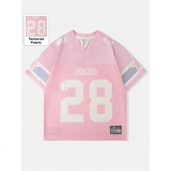 Summer Street Women Sports VNeck ShortSleeved Football Jersey Cute Style Mesh Fabric Loose Fashion Womens TShirt Top 250514