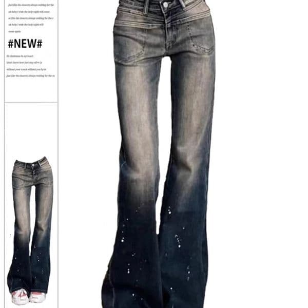 High Waisted Jeans Women Flare Pants Spring Korean Fashion Straight Lady Clothes Casual Elegant Slim Mopping Denim Trousers 240118 L260529