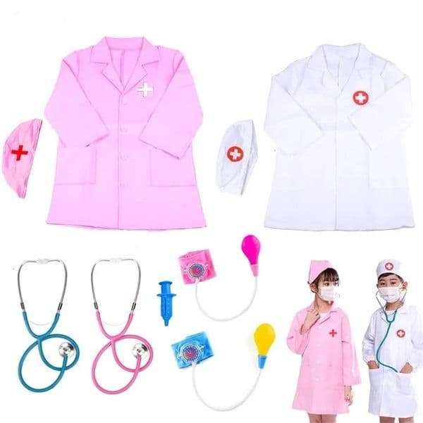 DIY Children Pretend to Play Toy Doctor Nurse Clothing Stethoscope Blood Pressure Equipment Syringe Set Role Playing Boy and Girl XPY 250422