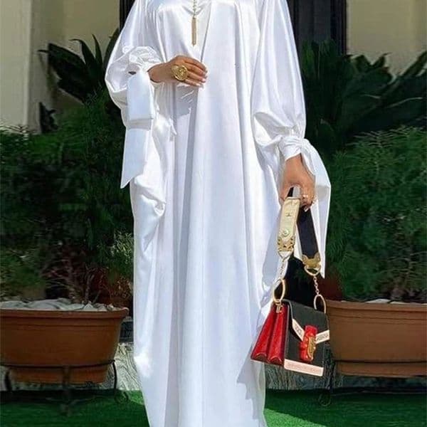 Elegant Kaftan Dress Women Party Dresses VONDA Long Sleeve Satin Bohemian Holiday Summer Sundress Casual Solid Vestido Robe 240722