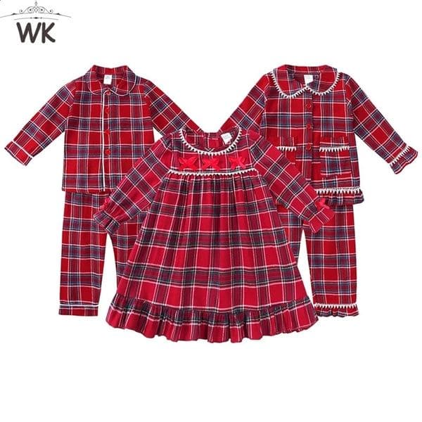 Kids Girls Boys Christmas Pyjamas Sets Loungewear Sibling Pajamas Matching Family Pjs Winter Baby Soft Velvet Plaid Clothes 240911