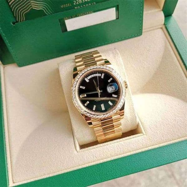 With Box Papers high-quality Brand watch Rose Gold Dia Bezel 40mm Dial Automatic mechanical Fashion Sapphire surface Men's Watch