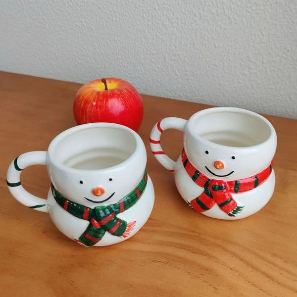 Christmas Mug Cute Cartoon Snowman Wearing a Scarf Embossed Ceramic Coffee Mug Perfect Christmas Gift for Christmas Use 250930