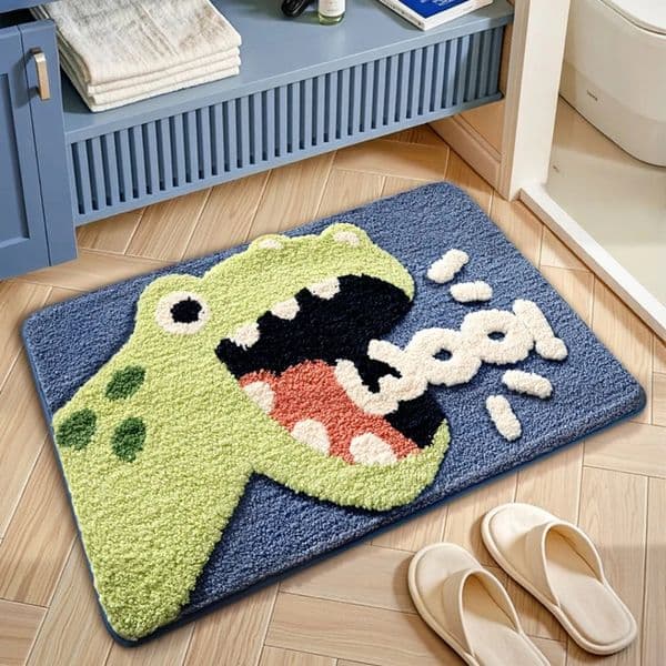 VIKAMA Cartoon Dinosaur Pattern Bathroom Non Slip Water Absorbent Floor Mats Bedroom Living Room Household Carpet Home Decora 250929BJ
