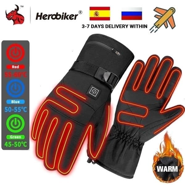 Five Fingers Gloves Waterproof Motorcycle Heated Guantes Moto Heating USB Hand Warmer Electric Thermal Battery Powered 230823