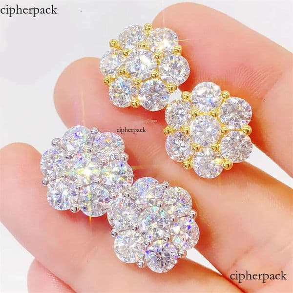 stud designer for women sterling sier pass dia tester vvs1 D color flower moissanite earrings mens gold earring jewelry valentines day gift