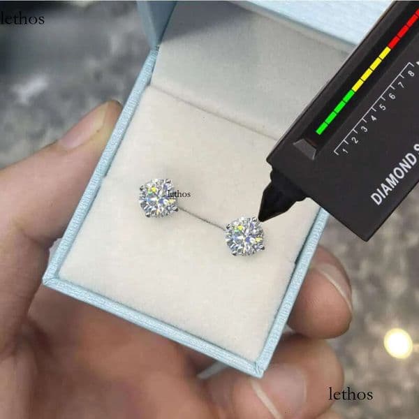 Dropshipping Usa Warehouse 3mm-10mm Gold Plated Sterg Sier Vvs Moissanite Dia Women Mossanite Stud Earrings Men 14