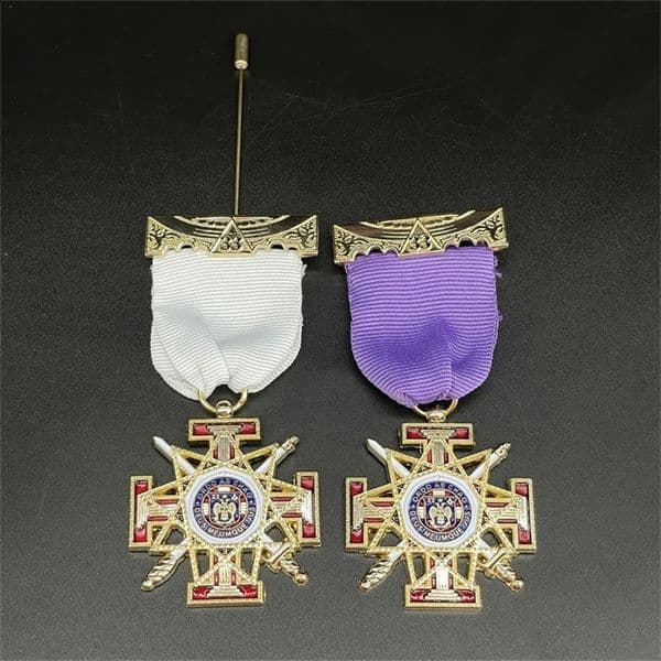 Classic Masonic Ribbon Medal Double Headed Eagle 33 Badge Vintage Mason Freemason Brooch Lapel Pins Fine Jewelry Gifts Souvenir 240812