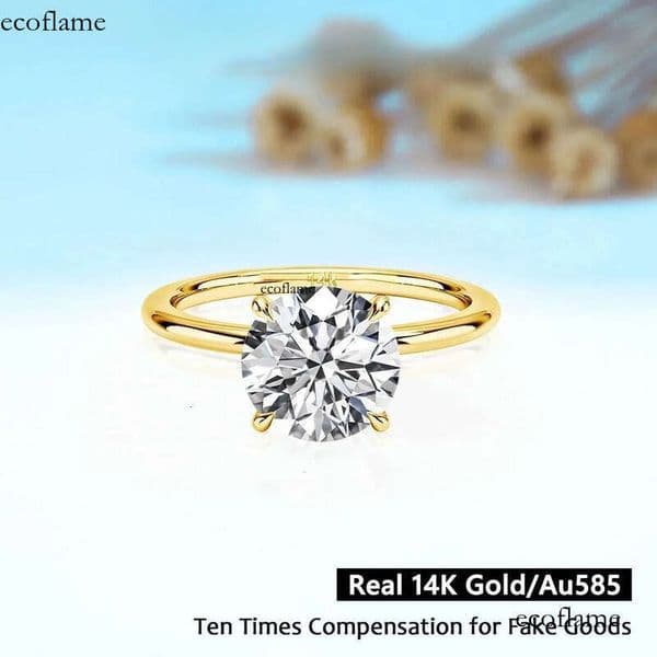 9mm 14K Gold Moissanite Dia Ring 3CT 100% Au585 Round Cut For Women Wedding Anniversary Engagement Jewelry Gift