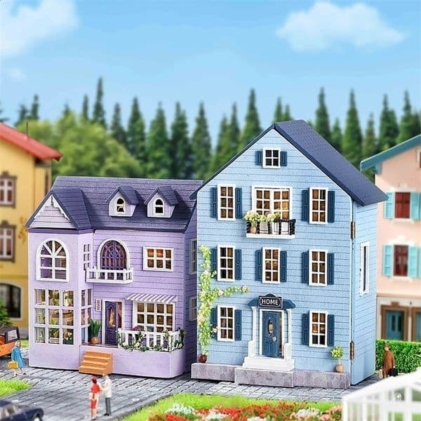 DIY Mini Wooden Dollhouse Prefabricated Building Model Pink Princess Villa Building Kit 3D Jigsaw Dollhouse with Furniture Gifts 250424