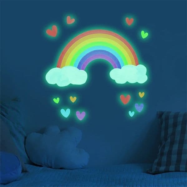 Cartoon Rainbow Glowing Wall Stickers Luminous Cloud Heart DIY Wall Decoration Room Kindergarten Home Decoration 250423