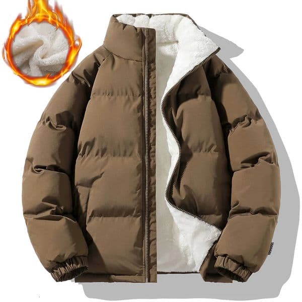 Mens Warm Thicken Sherpa Winter Parkas Loose Fashion Male Coats Stand Collar Fleece Puffer Jacket Couple Harajuku Outerwear 250929
