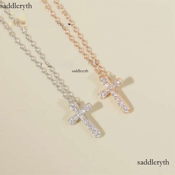 Pure Sterling Sier Jewelry Iced Out Design Moissanite for Women Wedding Gift Bling Cross Necklace ca