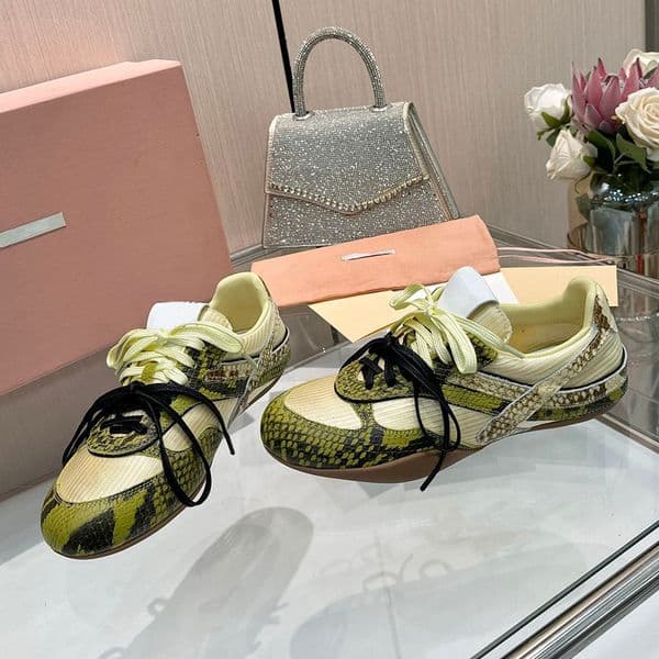 Gymnasium technical fabric and python print Ayers leather sneakers Womens Designer Sneakers 5E428E rubber sole with sign fashion comfortable leisure sneaker 35 41