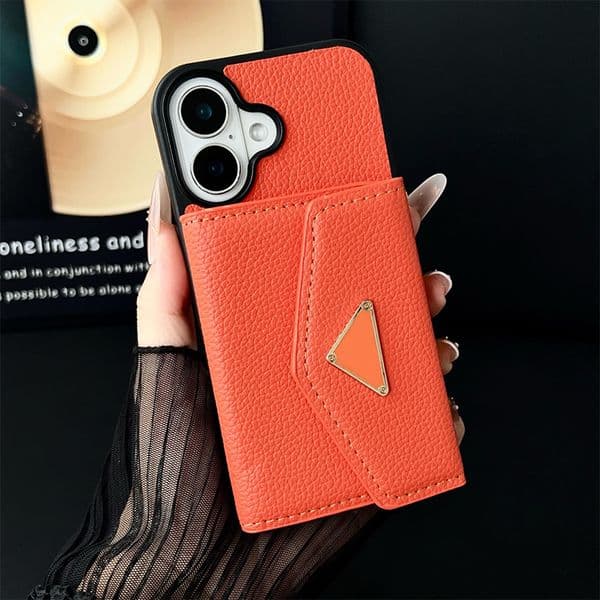 PR Phone Case Airpodspros Max Card Holder Designer Iphone 17 Pro Max Case Luxury Leather Wallet Photo Frame Kickstand Back Cover Coque Funda